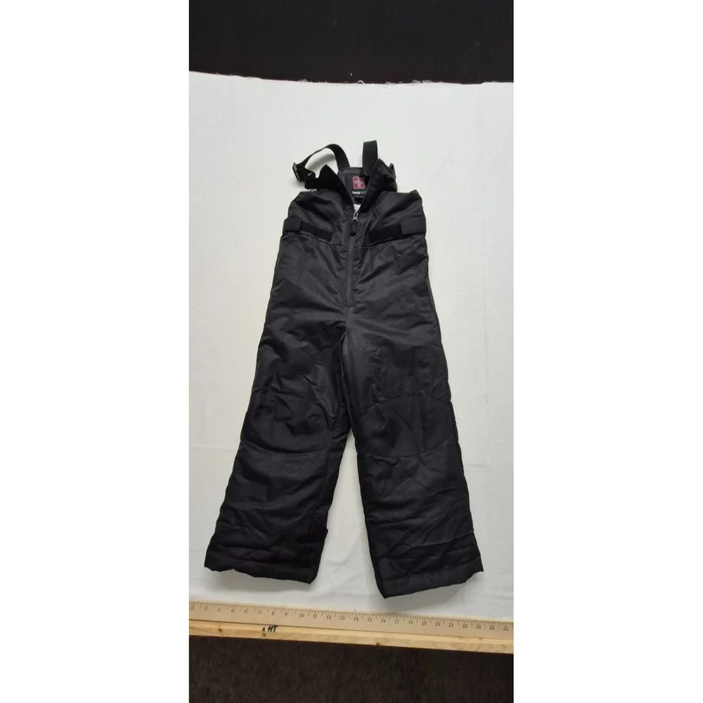 Swiss Tech Kid's Black Snow Ski Bib Overalls Pants Suspenders (4-5)‎ XS pockets